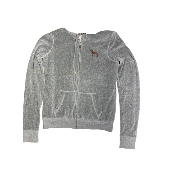 Victoria’s Secret - Pink velour hoodie lined in size XS. Gold bling accents. - Picture 6 of 14